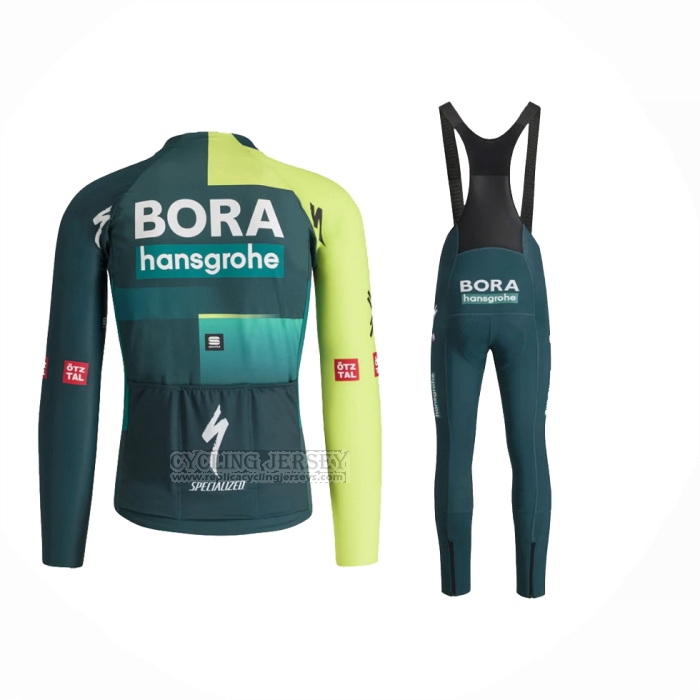 2024 Cycling Jersey Bora-Hansgrone Deep Green Long Sleeve And Bib Short